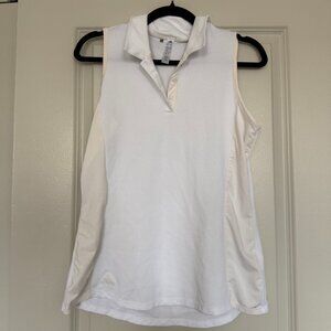 Adidas White & Cream Sleeveless Polo Golf Tennis M